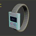 Modern Smart Watch Featuring White Square Dial Green Screen And Metal Mesh Band