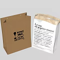 Brown And White Paper Bags For Daily Household Use With Printed Design And Text