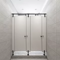 Modern Public Restroom Interior With Clean Tiled Walls Washbasin Mirror And Green Plant