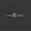 Rusty Vintage Train Locomotive with Blue and Red Exterior and Metallic Texture Details