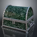 Decorative Storage Box With Green Cracked Glass Surface And Metal Frame Rivets