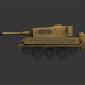 3D Modeled Yellow Tank With Cannon Tracks And Round Turret On Dark Background