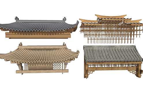 Chinese-style Eaves Ancient Architecture Mortise and Tenon Structure Eaves Door Head 3d model