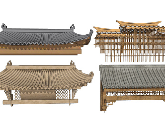 Chinese-style Eaves Ancient Architecture Mortise and Tenon Structure Eaves Door Head 3d model