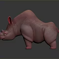 Adorable Pink Rhinoceros Stuffed Toy With Sparkling Details And Soft Texture