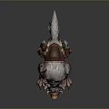 Fantasy Boar Mount With White Fur Red Saddle And Ornamental Gear Details