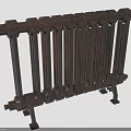 Vintage Cast Iron Radiator With Vertical Fins And Dark Finish Base Structure