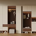 Modern Shoe Cabinet Interior Design With Clothing Rack Storage Bench And Decorative Items