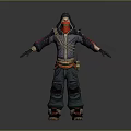 Hooded Casual Clothing Set With Red Mask Gray Jacket Utility Belt And Red Shoes