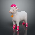 White Lamb Plush Toy With Pink Santa Hat Striped Socks And Bell Collar