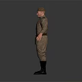 Male Military Character Standing In Uniform With Outstretched Arms On Reflective Floor