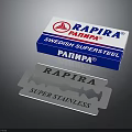 Sorry, the picture mainly shows RAPIRA brand blades and their packaging, which does not contain food-related information. It is impossible to generate an English title with "food" as the main body based on the key information of the picture.