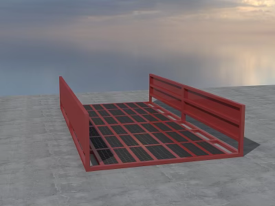 Sturdy Red Commercial Equipment Platform With Grated Floor For Industrial Applications 3d model