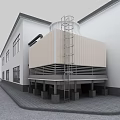 Industrial Facility With Large Black Mechanical Equipment Piping System And Ceiling Lights