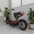 Modern Electric Scooter Placed in Stylish Indoor Setting with Green Plants and Decorative Planters