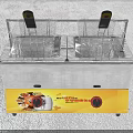 Commercial Double Tank Deep Fryer With Metal Baskets And Control Knobs