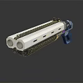 Double Barrel Gun With White And Black Tactical Modern Firearm Design 3d model