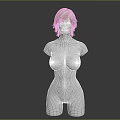 Game And Movie Character 3D Model With Blonde Short Hair No Facial Features Prominent Chest
