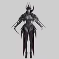 Dark Fantasy Mythical Warrior With Horned Helmet Feathered Shoulders And Sharp Daggers