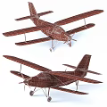 Gray Propeller Aircraft With Markings Showcased In Different Angles View 3d model
