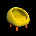 Yellow Children's Chair With Rounded Design And Orange Legs For Kids Room