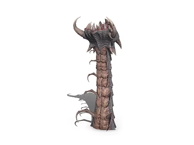 Game Movie Character With Horns Sharp Teeth And Scaly Tentacle Body 3d model
