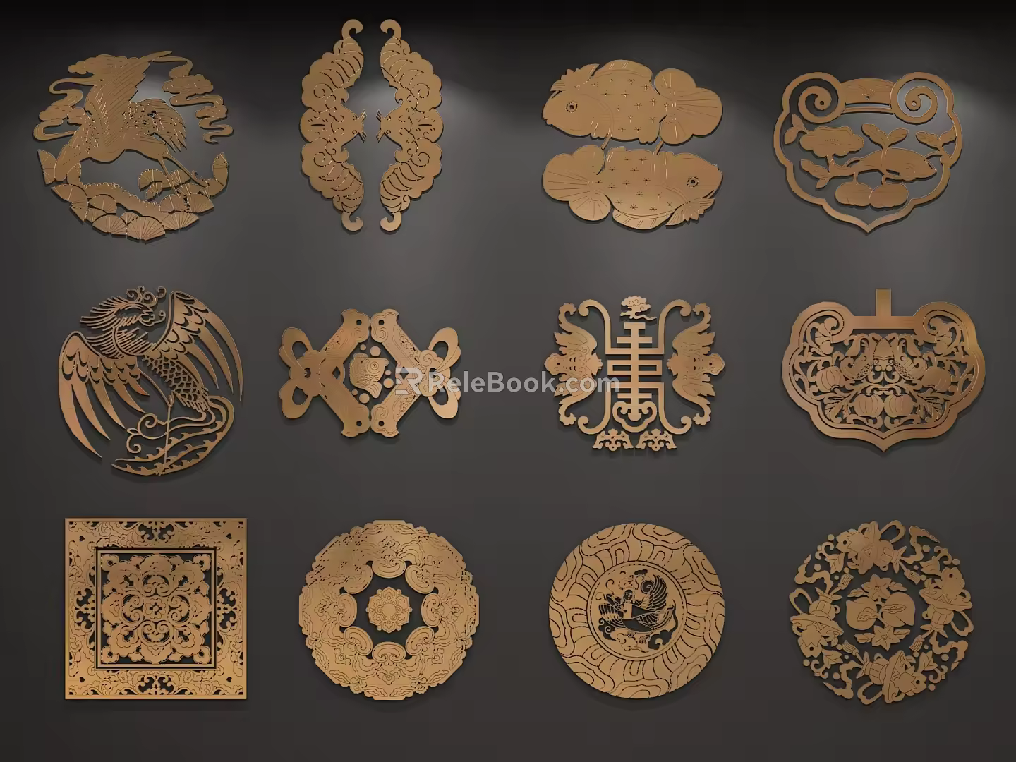 7 Chinese style national auspicious pattern 3d model