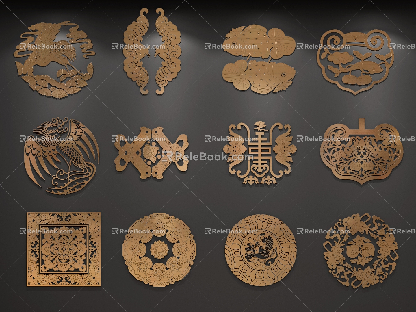 7 Chinese style national auspicious pattern 3d model