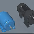 Industrial Electric Motors In Blue And Black Color Variants With Mounting Bases
