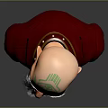 3D Game Movie Character Bald Head With Green Forehead Symbol Long White Beard Pink Outfit