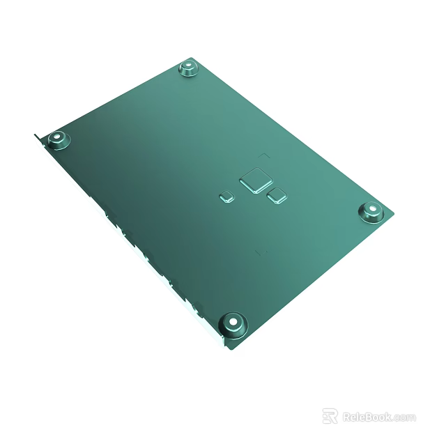 Green Metal Electronic Panel With Mounting Screws And Circuit Pattern Design 3d model 