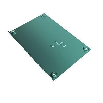 Green Metal Electronic Panel With Mounting Screws And Circuit Pattern Design 3d model