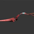 Detailed Organ And Hair Structure 3D Rendering With Red Tubular Elements On Dark Background