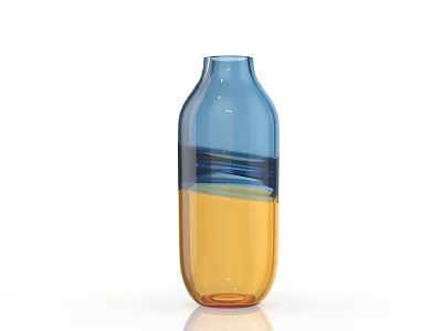 Modern Glass Vase With Blue And Yellow Two Tone Transparent Design 3d model