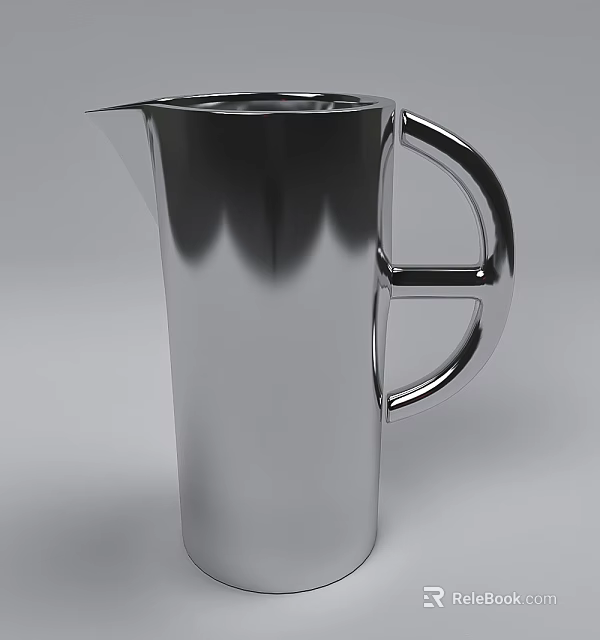 Shiny Stainless Steel Kettle With Modern Handle And Sleek Design For Home Use 3d model 