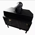 Modern Black Fireplace With Glass Door And Light Interior Base Stand