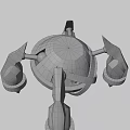 Blue Robot Like Game And Movie Character With Cross X Design Red Eyes Clawed Limbs