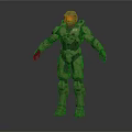 Futuristic Green Armored Sci Fi Character With Helmet And Tactical Armor Details
