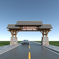 Chinese style scenic spot gate head archway 3d model