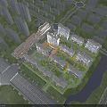 Residential Aerial Planning Featuring High Rise Buildings Tree Lined Roads River And Green Spaces