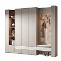 Modern Multi functional Shoe Cabinet With Storage Shelves Hanging Area And Wooden Bench