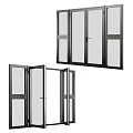 Sleek Black Frame Sliding Doors With Glass Panels And Modern Design For Home