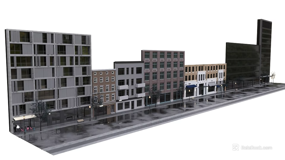 Modern Retail Storefront Design With Glass Door Wooden Signage and Contemporary Facade Details 3d model 