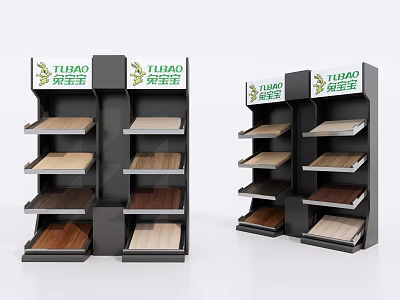 TUBAO Sturdy Black Multi Layered Wooden Boards Display Shelves for Retail Showcase 3d model
