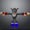 Gray Cartoon Character With Red Arm Bands Blue Shoes And Open Arms Pose