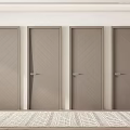 Four Light Brown Wooden Hinged Doors With Herringbone Pattern In Modern Interior 3d model