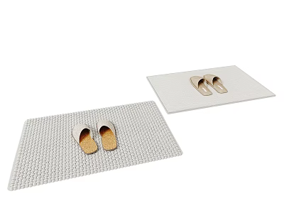 Woven Square Carpet with Soft Slippers and Textured Design for Home Use 3d model