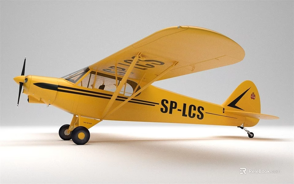 Yellow Small Passenger Plane With SP ICS Registration Number On Fuselage 3d model 