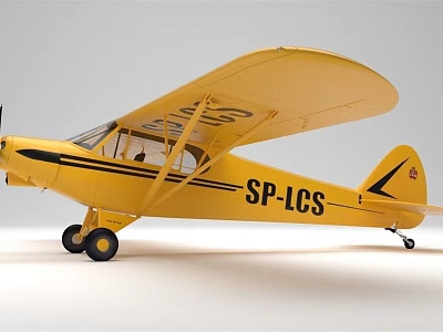 Yellow Small Passenger Plane With SP ICS Registration Number On Fuselage 3d model