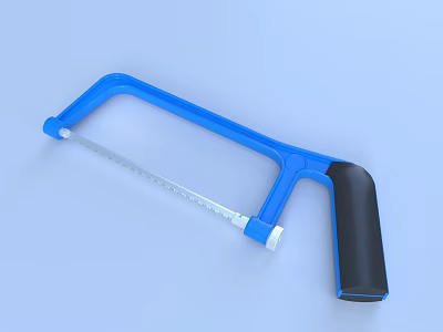 Industrial Hacksaw Tool With Blue Frame Black Handle And Metal Blade 3d model